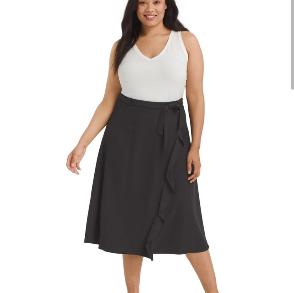 Calvin Klein Black Beautiful Ruffle Wrap Skirt